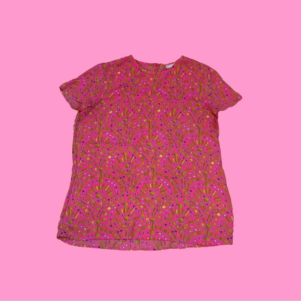 Banana Republic XS Top Faux Gem Print Silky Loose Light 100% poly GUC